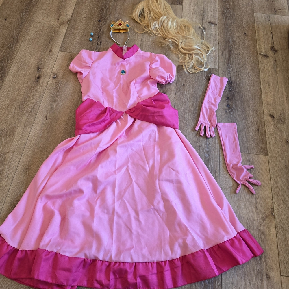 Princess Peach Costume XL Super Mario Bros Halloween Costume Cosplay